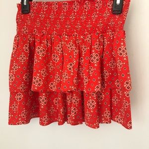 patterned, ruffled skirt